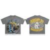 Rockout White Ink Direct Injection Diamond T-Shirt Street Rock Ripped Fake Two-Piece Short Sleeve Tide