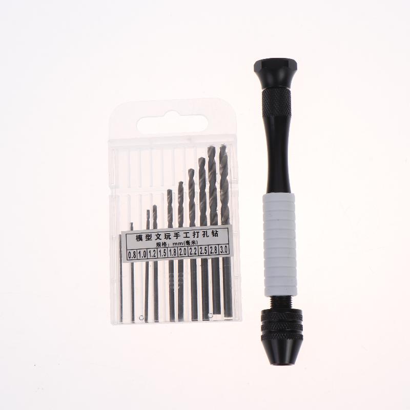 Mini Micro Aluminum Hand Drill With Keyless Chuck Hss Steel Twist Drill Bit Woodworking Drilling Rotary Tools Hand Drill Manual