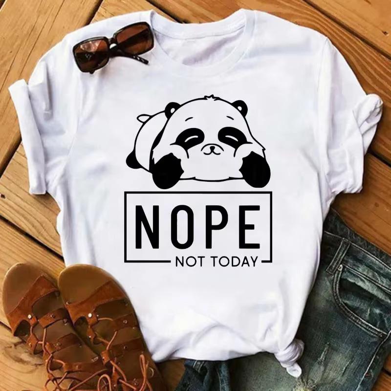 Cute Panda Graphic T Shirt Unisexs Classic American Fashion Heart Print Short Sleeve Summer Weekend Casual Tops