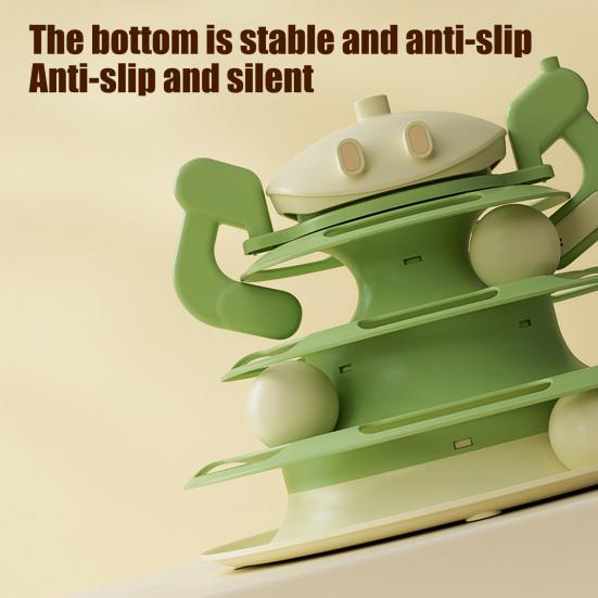 Drehteller Katzenspielzeug 3-stöckige Rollbahn Katzenturm Spielzeug mit Feder und Bällen Interaktiver Katzen-Puzzle-Futterautomat für Wohnungskatzen