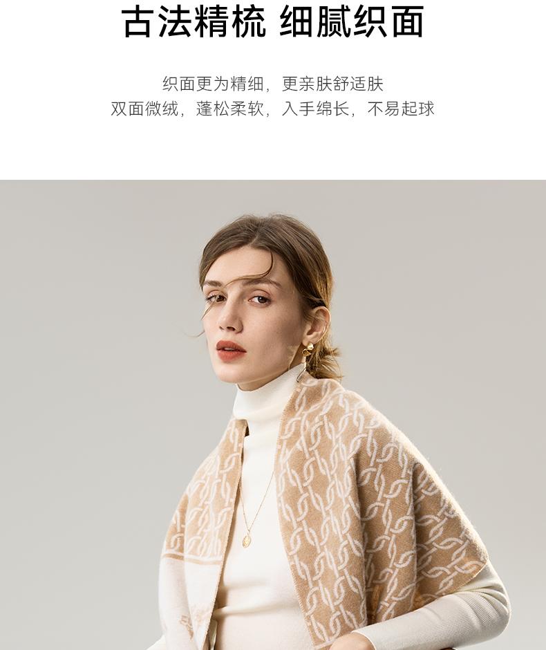 ELLE 100% Sheep Wool Flower Jacquard Scarf