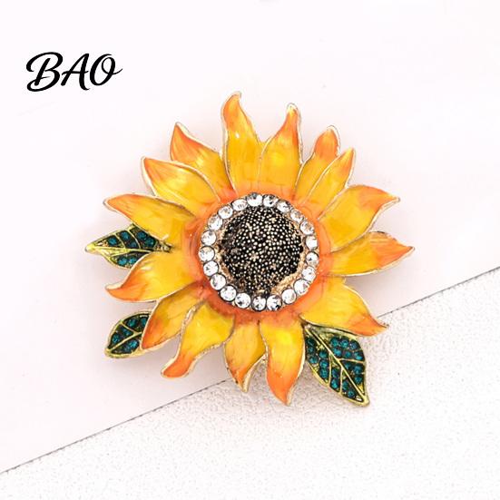 Coats Decorative Brooch Rhinestone Sunflower Brooch, Floral Lapel Pin for Men Metal Flower Women, Jewelry Accessory Dresses Scarves Jackets