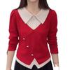 Spring 2026 Plus Size Women's Red Lapel Long Sleeve Slimming Top - Fashionable & Versatile Style