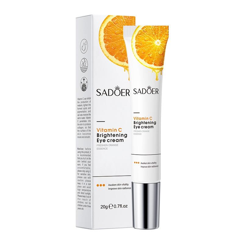 Sadoer 20G Crème Contour des Yeux Vitamine C Raffermissante Hydratante Éclaircissante Anti-Cernes Poches sous les Yeux Anti-Gonflement Yeux Beauté Soins de la Peau