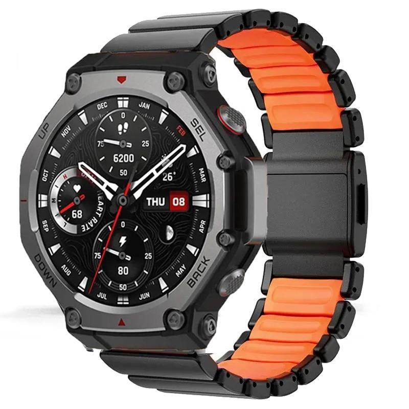 Luxus Titan Gummi Armband für Huami Amazfit T-Rex 3 2 1 Magnetischer Verschluss Armband für T-Rex 3Pro 48mm T-Rex pro Zubehör For TRex 3Pro 48mm gray