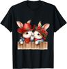 Cute Cowboy Bunny Couple Peeking Over Fence Graphic T-Shirt Men Casual Daily Tee