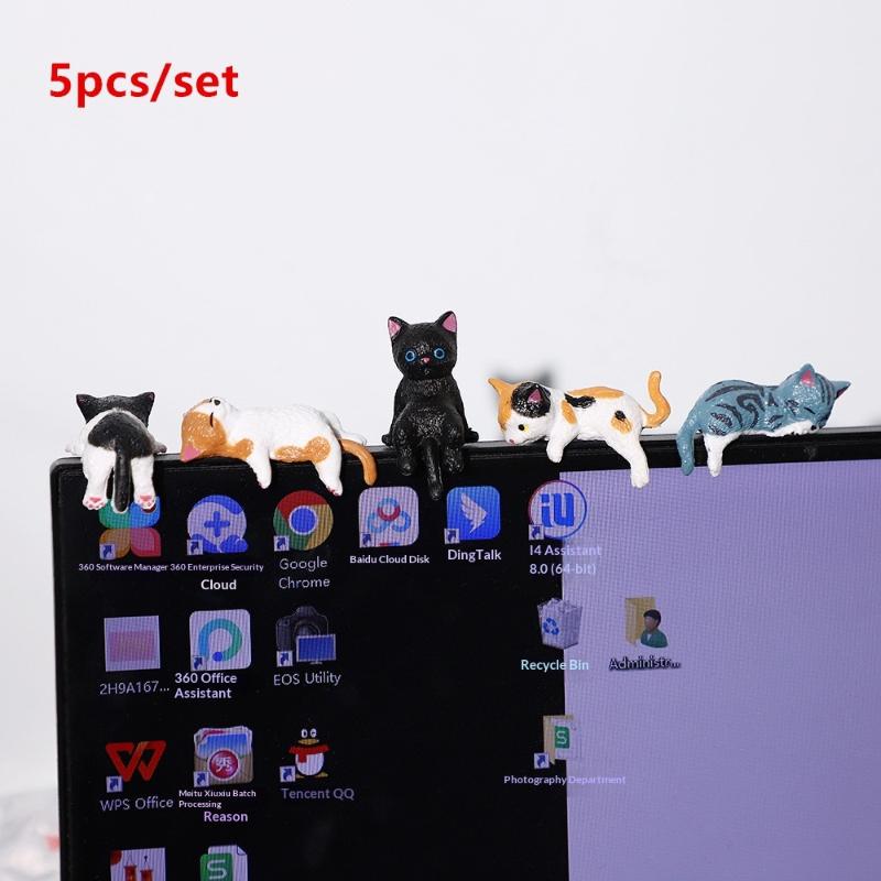 

5-Pack Healing Anti-Loneliness Cat Figurines | Resin Desktop & Car Companion With Non-Slip Base | Creative Gift For Birthdays чёрный