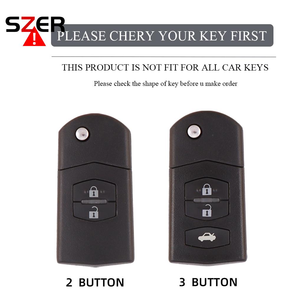 Para Mazda Demio 2 3 5 6 M3 M5 M6 Cx-5 Cx7 Cx9 Rx8 Mx5 Mpv Funda de TPU de 3 Botones Soporte Plegable Llavero Funda de Llave de Coche Sin Llave