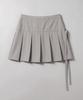 Chix Strap Pleated Mini Skirt Gray