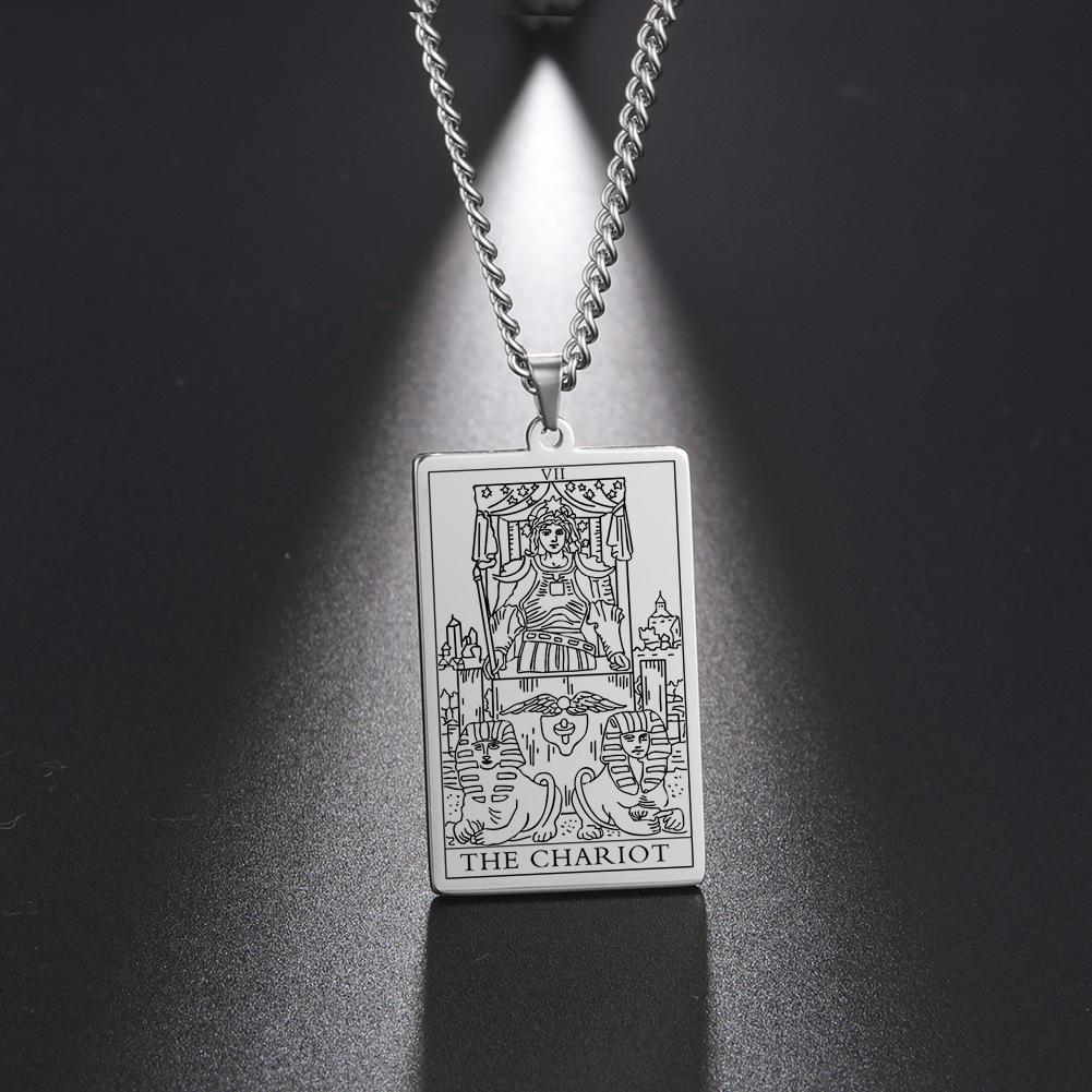Collana Pendente Tarot da Uomo Hip Hop Acciaio di Titanio Catena Accessorio di Tendenza