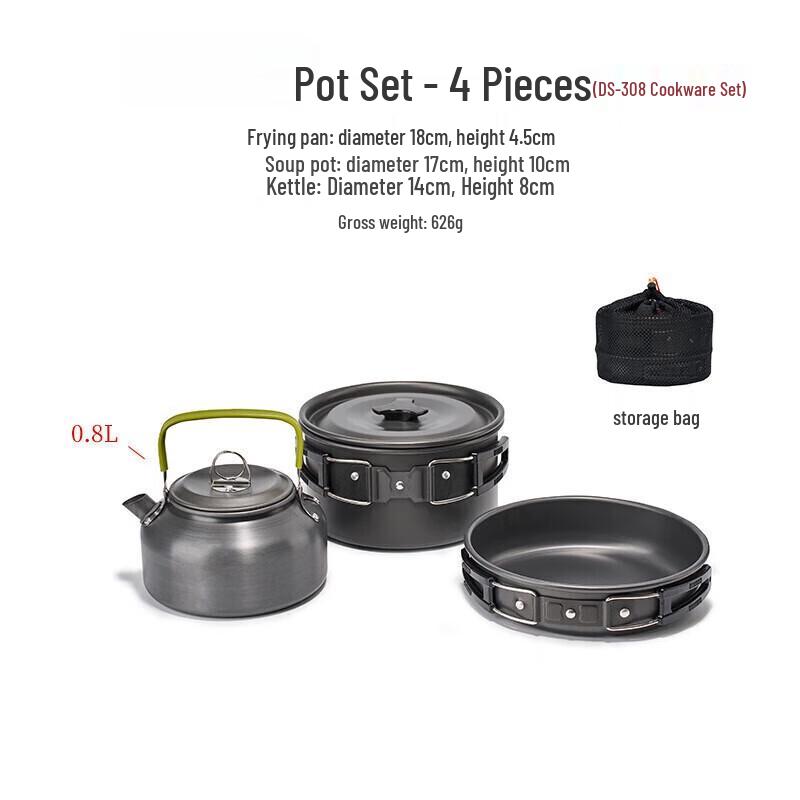 Outdoor Camping Cookware Set with Tea Kettle