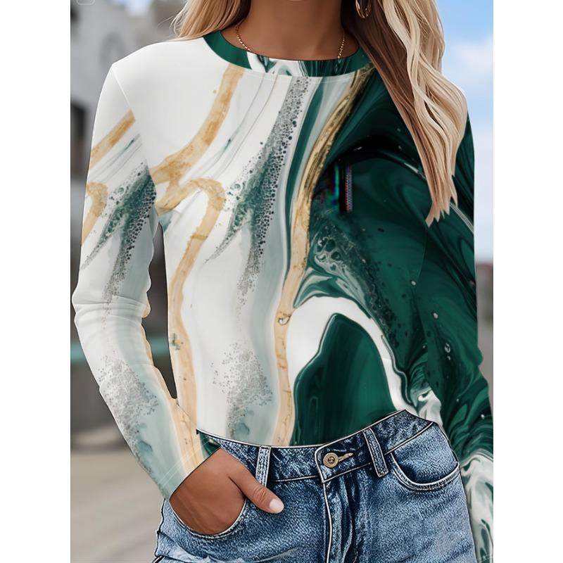 Camiseta de Manga Larga con Estampado 3D Navideño para Mujer Cuello Redondo Manga Larga Otoño Ropa de Animales Ropa Regalo Festivo Camiseta de Moda para Fiesta