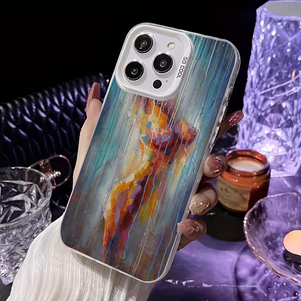 

Abstract Oil Painting Phone Case for iPhone 17 16 15 14 13 12 11 X XR XS Air Pro Max Plus White Colorful Silver Cover iPhone 13 Pro Max