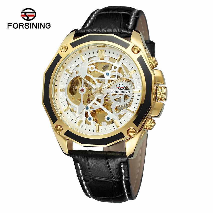 Orologio Meccanico Automatico Forsining Cinturino in Acciaio Vuoto Luminoso Orologio da Uomo Moda Orologio Meccanico
