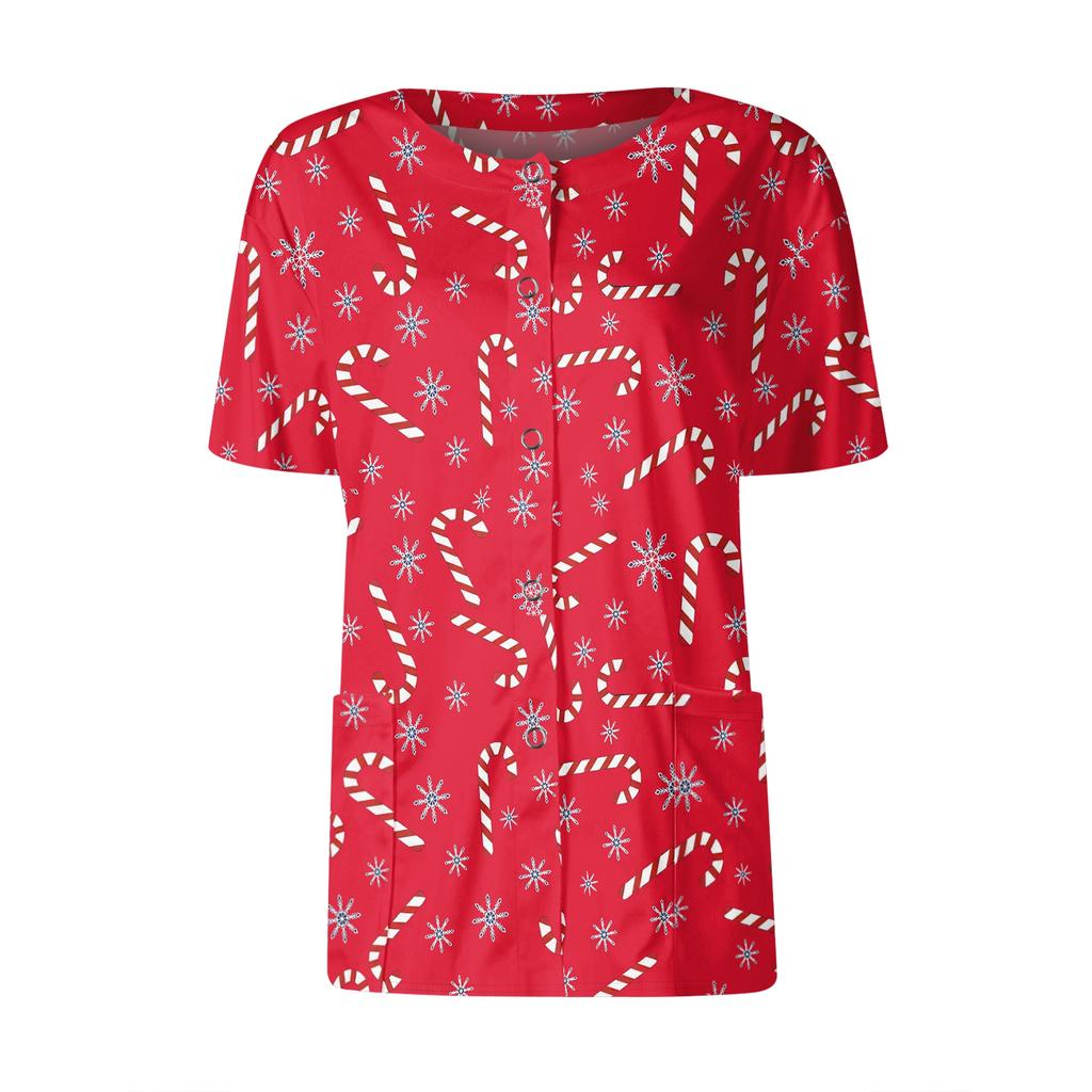 Dámské vzorované kapsy s krátkým rukávem, stojáček s pracovním potiskem, jednořadové ochranné oblečení, svetřík, top