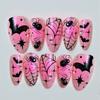 30 Pieces Halloween Nail Art Pink Bat Chrome Press Ons ABS Material Costume Party Accessories