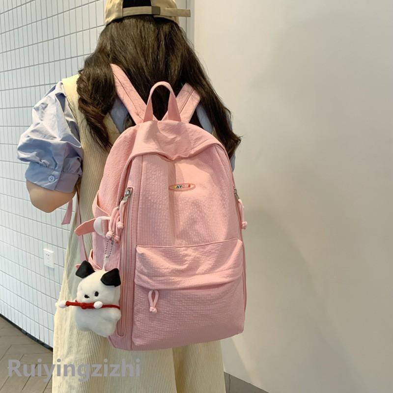 Corduroy Schoolbag Solid Color Student Backpack For Men And Women