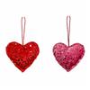 2pcs Elegant Glitter Heart Shaped Pendant with Hanging Rope Vivid Sequin Decorative Supplies Pink Red Handmade Love Key Ring