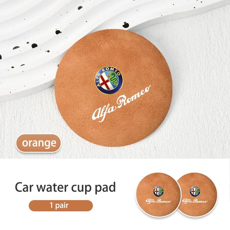 Suede Car Coaster Anti-slip Water Cup Heat Insulation Mat Decor For Alfa Romeo 159 Giulietta 156 147 Giulia Mito GT Stelvio