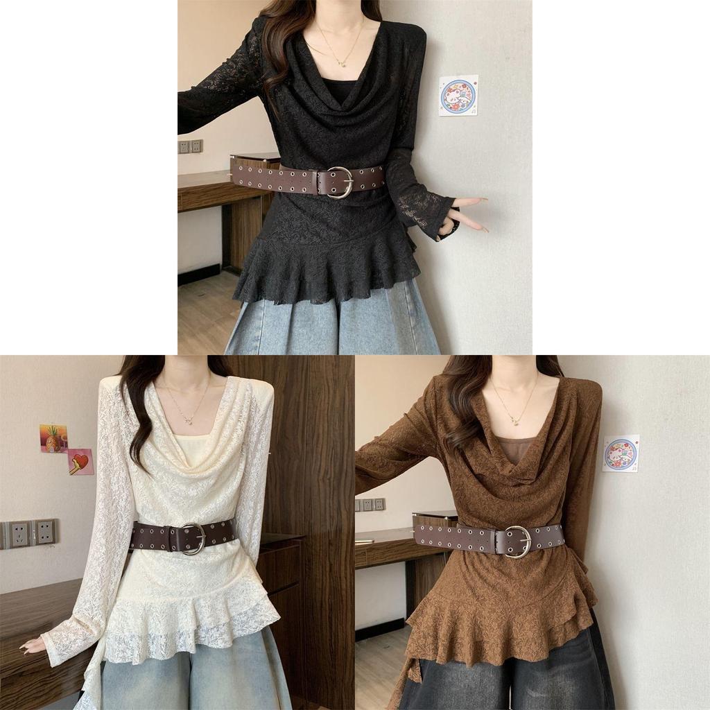 Private Style T Shirt With Lace And Asymmetrical Design For Spring