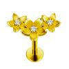 G23 Titanium Threadless Piercing16G/18G/20G  Heart Shape Flower Push Pin Labret Lip Ring Stud Piercing Earring Zircon