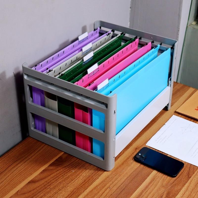 Space Saving Hanging File Organiser Sorting Bag Filing Cabinet Hanging Document Organiser for Document Cards Files Photo