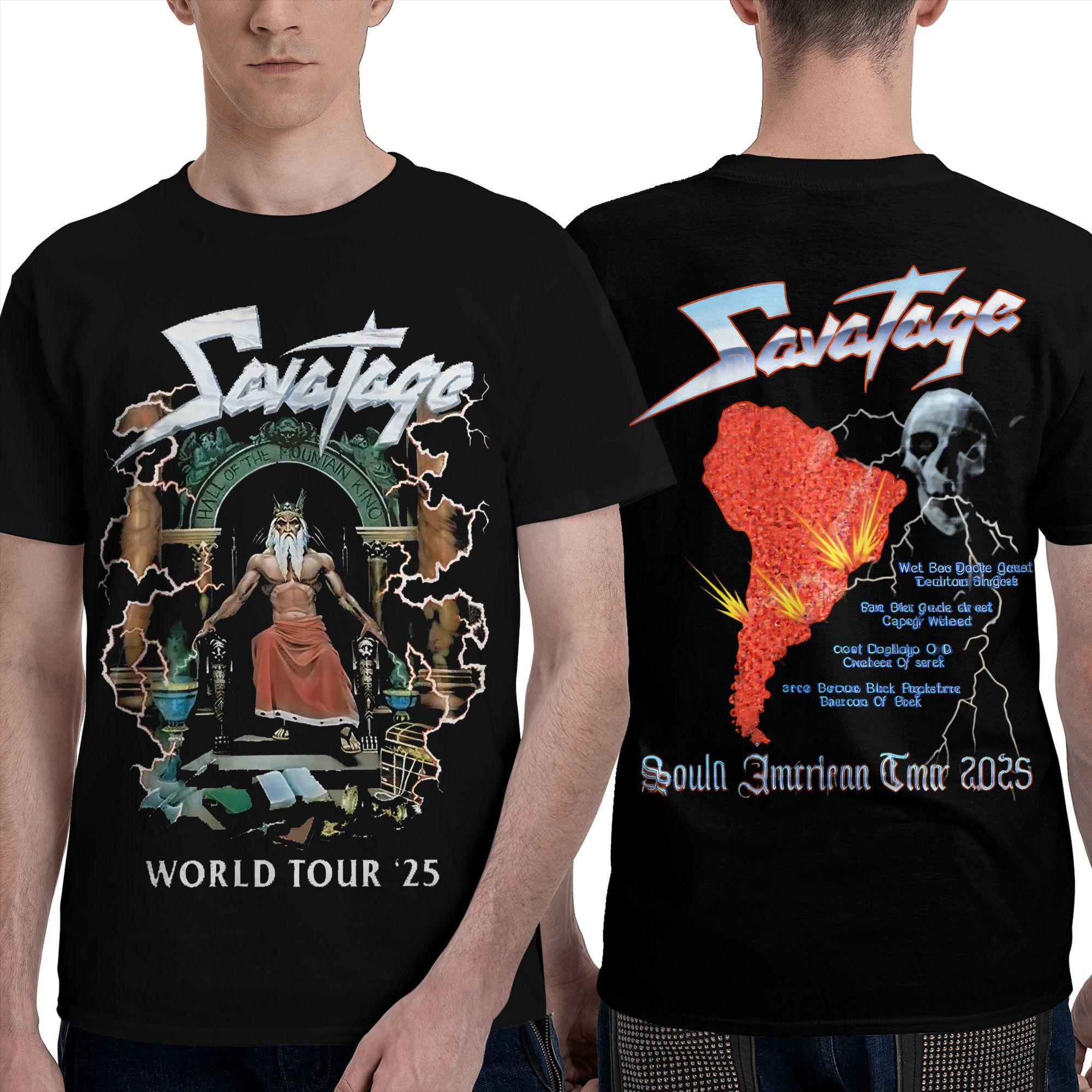 

Savatage Band European Tour 2025 Merch Shirt Men Women Fashion Pure Cotton Graphic Printed Tee Shirts S
