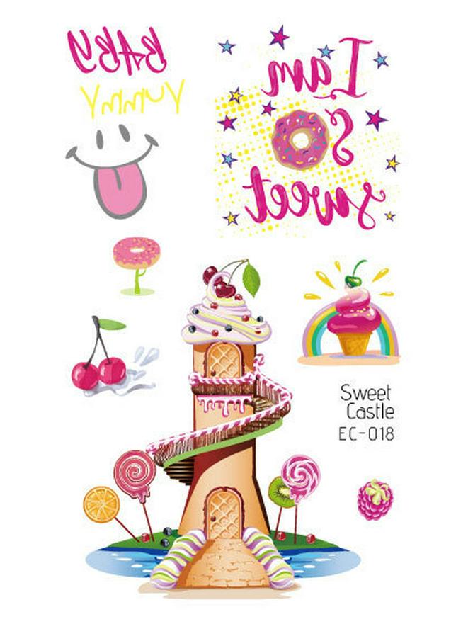 Wasserdichte Niedliche Eis & Donut Tattoo Aufkleber für Kindergeburtstage