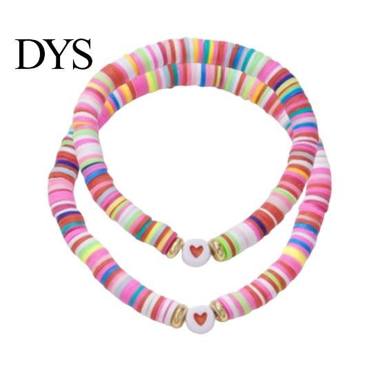 Adjustable Kids Bracelet Sister Friendship Beaded Bohemian Colorful Polymer Clay Beads Big Sis Gift for Women Friends Girls Daily Wear