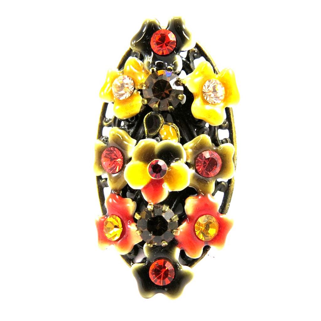 Les Trésors De Lily [B1705] - Bague Créateur 'Symphonie Florale' Orange / Jaune