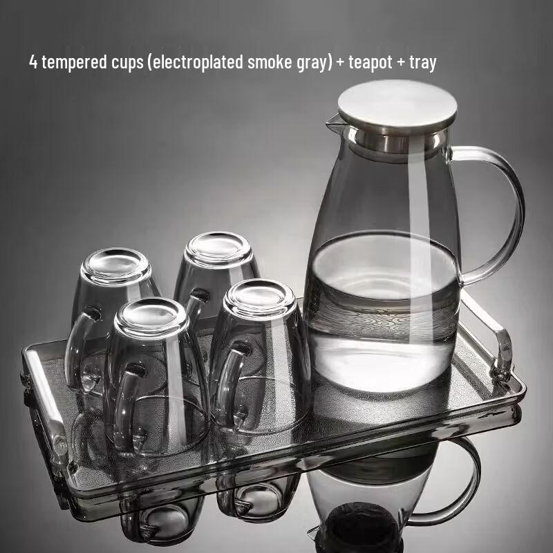 Handun Tempered Glass Drinking Cup Set with Draining Rack