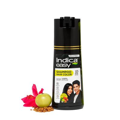 Indica Easy Šampon na barvení vlasů | Tmavě hnědá 3 | 180ml Balení s pumpičkou | Bez amoniaku | 100% krytí šedin | Působí 10 minut |