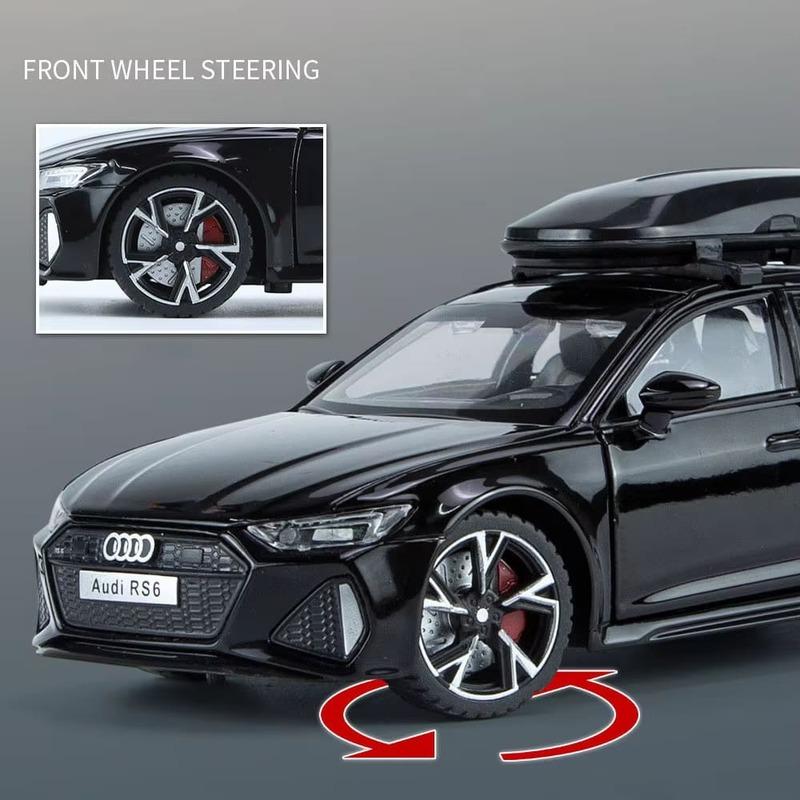 Новая игрушечная модель автомобиля RS6 со звуком и светом, двери можно открывать, литая модель из сплава, украшения, коллекция игрушек, мальчик, взрослый, праздничный подарок