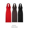Kaslead New Arrival Women's Clothing Fashion Style Fashion Hanging Collar Midi Skirt Dress 9247782