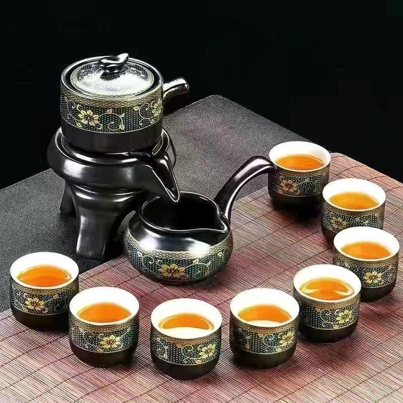 Automatic Ceramic Kung Fu Tea Set for Home: Teapot, Cups, Canister, Tray