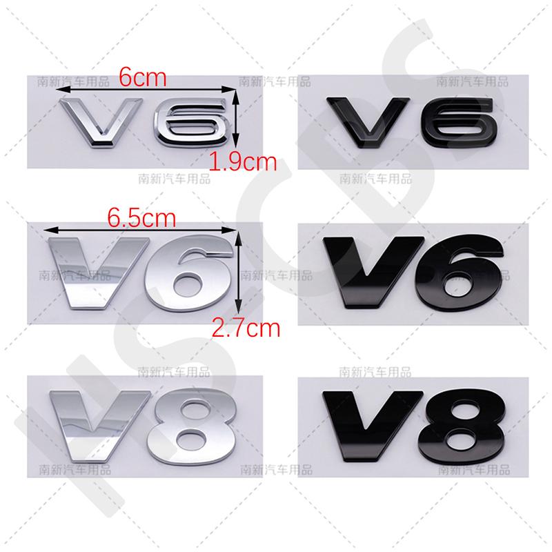 ABS V6 V8 Automobile Displacement Logo For VW Volkswagen Car Styling Rear Trunk Stickers Emblem Tailgate Decal Car Accessories