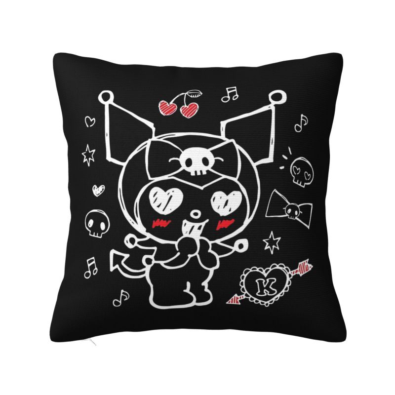 

Custom Sanrio Kawaii Kuromi Anime Pillow Case Decoration Modern Kawaii Chair Cushion Square Pillowcase 12x12Inch