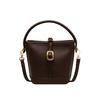 Soft Leather Small Handbags for Women Retro Solid Color Zipper Design Lady Bucket Bags Fashion Versatile Crossbody Bag