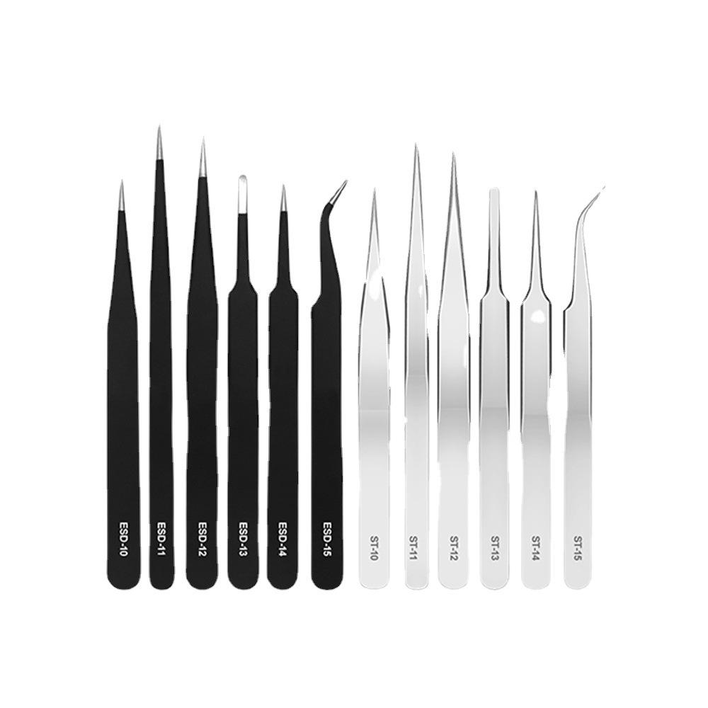 DIY Stainless Steel Curved Tip Anti-static Tweezers for Bird's Nest Handling and Eyelash Extensions