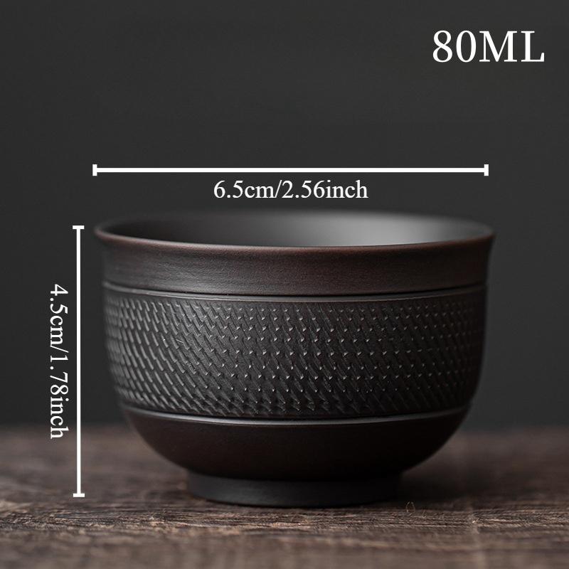 

Hand Carved Purple Ceramic Teacup Household Daily Master Teacup Chinese Ceramic Kung Fu Tea Set Supplies Teaware A Cup Of Tea 200ml