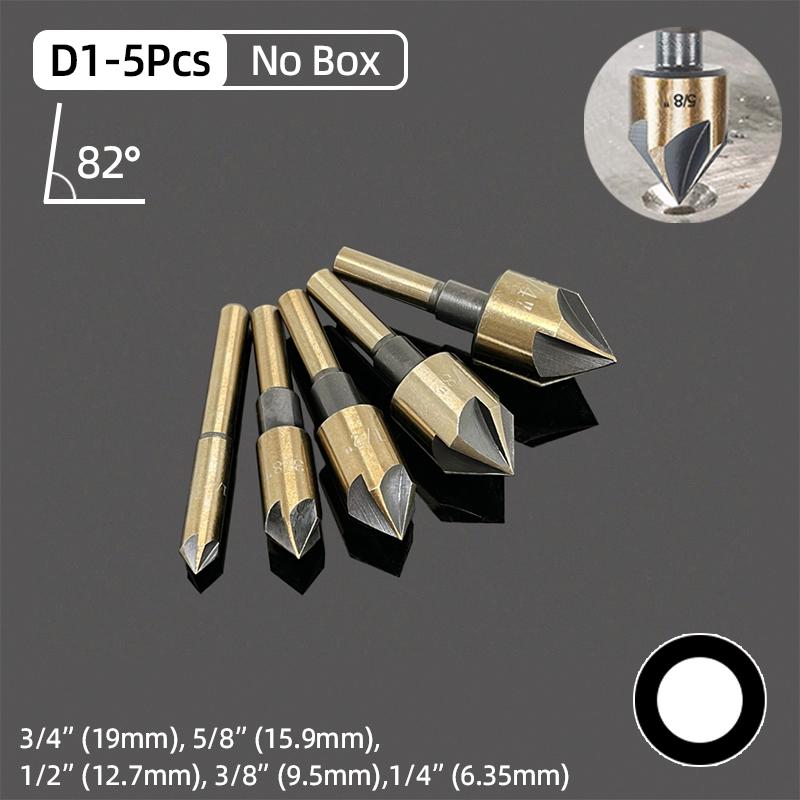 HSS Titanium Countersink Drill Bit Set Chamfer 1/4"Hex Taper Hole Cutter Wood Metal Countersunk Bit Deburring Chamfering Tool