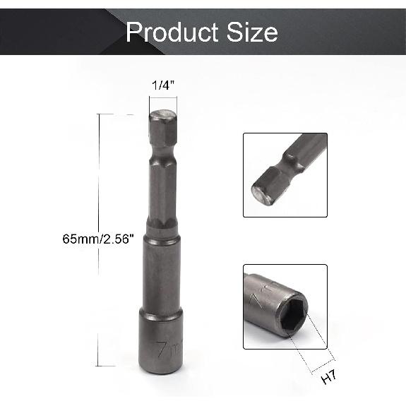 Utoolmart 1/4" Quick-Change Hex Shank 7mm Magnetic Nut Setter Driver Drill Bit, 65mm Length, Metric 10pcs