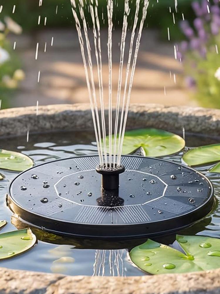 Garden Solar Fountain With Multiple Nozzles Solar-Powered Bird Bath Fountain Pump Stand-Alone Floating Solar Water Pump 13/16/18