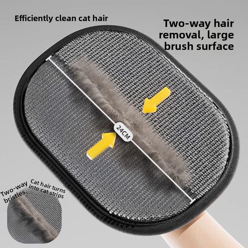 Pet Static Electricity De Shedding Glove With Double Sided Bristle For Long Hair Cats And Dog Hair Removal