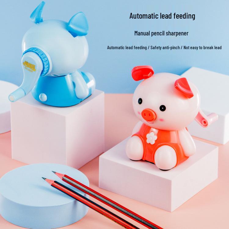 Cartoon Pig Hero Rotary Pencil Sharpener for Students - Cute and Fun Design