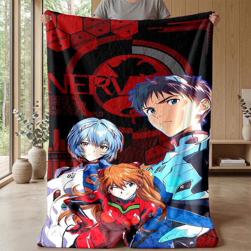 Soft Flannel Blanket Lightweight Cozy Bedroom Living Room CoverNeon Genesis Evangelion