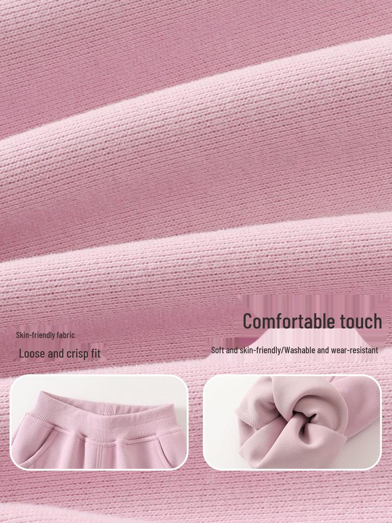 Kaka Panda Girls' Spring Style Sweatpants - Children's Trendy Casual Long Pants for Spring/Autumn