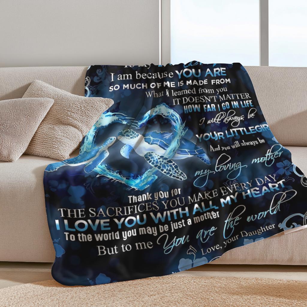 1pc The envelope blanket given by the daughter to the mother, with gratitude quotes printed gift flannel cover blanket