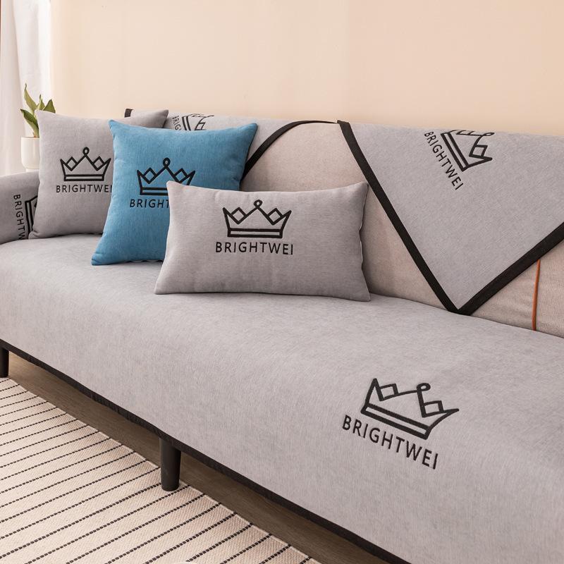 Ręcznik na podkładkę sofy Pokrowce na sofy do salonu Haft z literami Smile 1/2/3/4-osobowy Pokrowiec na sofę Nakładka Pokrowce na kanapę z szenili