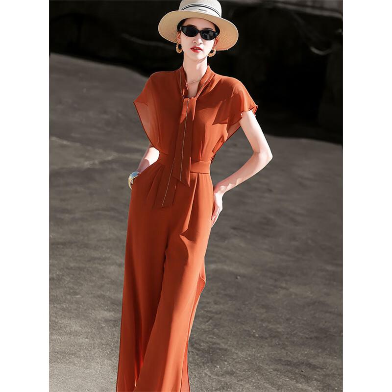 Women s Ruffle Sleeve Wide-Leg Commuter Jumpsuit XXL